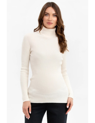 Made in Italy AURORA White Ribbed Maternity Turtleneck